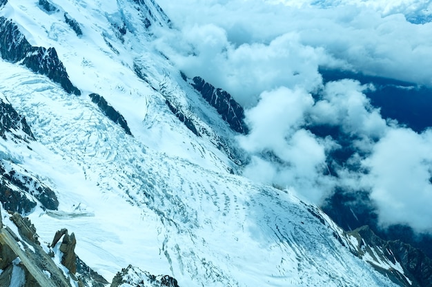 Mont Blanc mountain massif summer landscape(view from Aiguille du Midi Mount,  French )