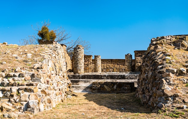 Monte Alban, a large pre-Columbian archaeological site near Oaxaca. UNESCO world heritage in Mexico