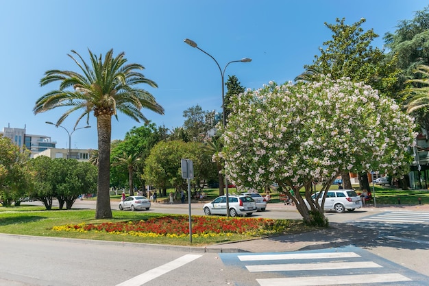 MONTENEGRO BUDVA tourists are walking in the center of the city on a hot day