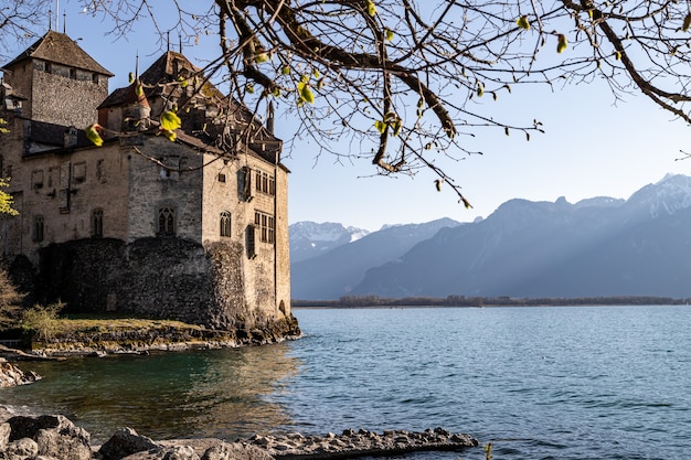 Montreux Switzerland Chillon Castle and the Alps in the background