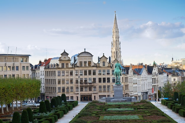 Monts des Arts and Brussels cityscape, Belgium