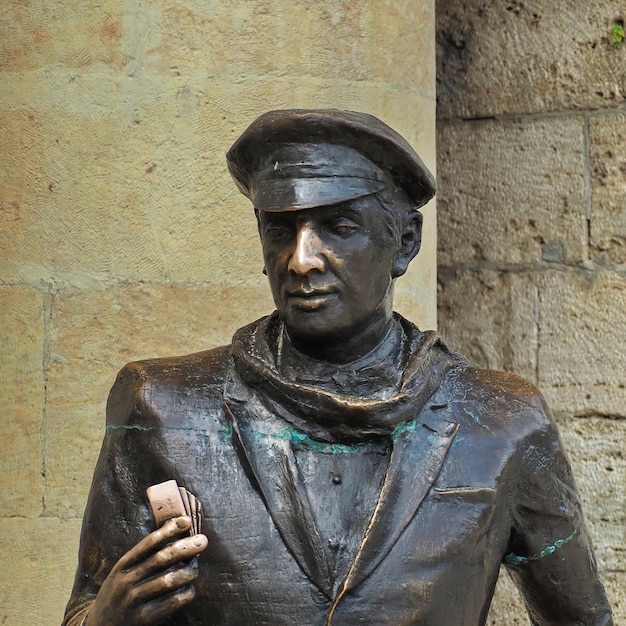 Monument to the literary character Ostap Bender at the cave Failure in the city of Pyatigorsk