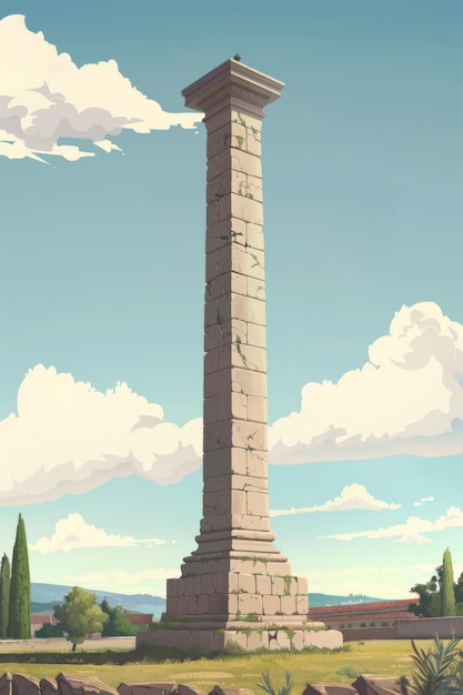 a monument with a cloudy sky in the background