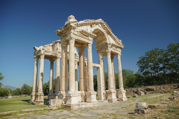 Monumental Gateway Tetrapylon in Aphrodisias Ancient City in Aydin Turkiye