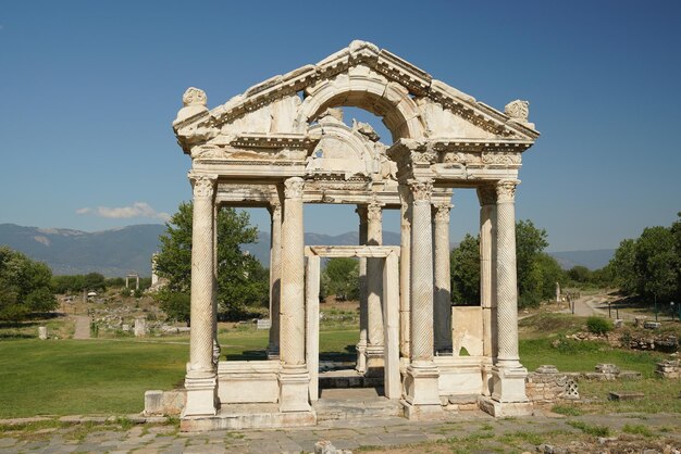 Monumental Gateway Tetrapylon in Aphrodisias Ancient City in Aydin Turkiye