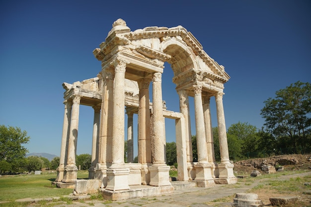 Monumental Gateway Tetrapylon in Aphrodisias Ancient City in Aydin Turkiye