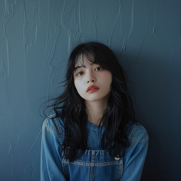 Mood of the Moment A Girls Serene Portrait in Denim