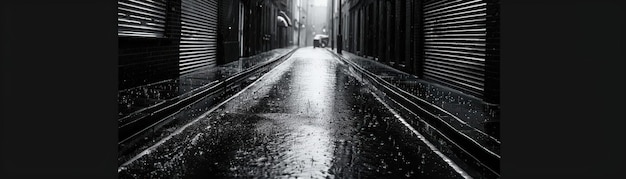 Photo moody black and white street scene in rain