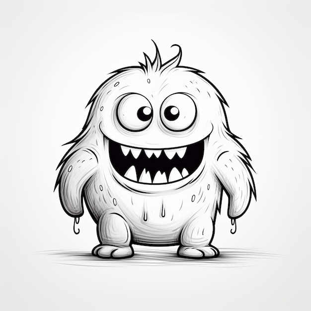 Moody Monotone Cartoon Character Monster With Clean And Sharp Inking