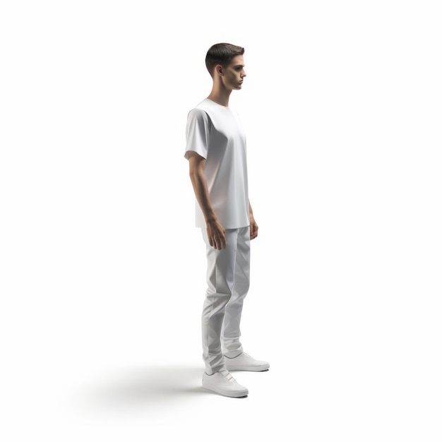 Moody Monotones A 3d Man In White Shirt And Sneakers