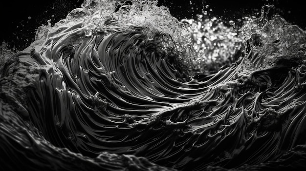 Moody Splashing Waves Against a Dark Ocean Background