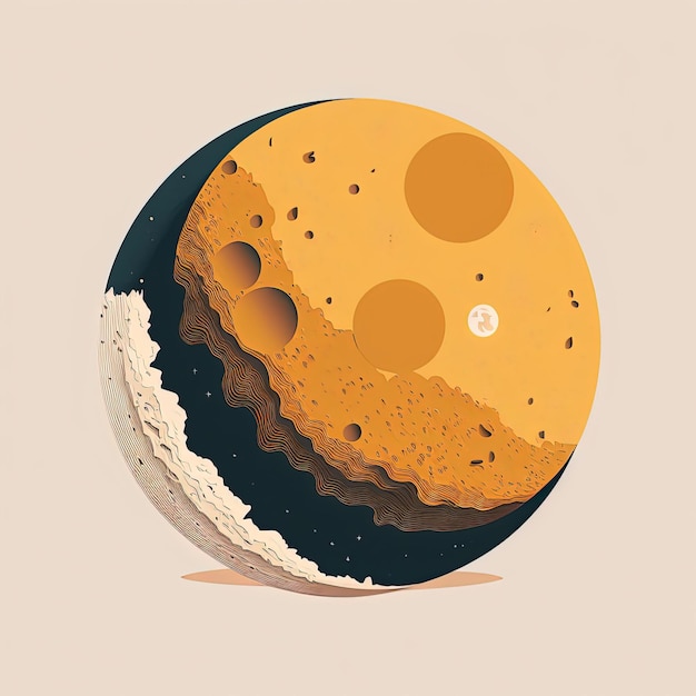 The moon beautiful flat style image illustration concept Generative Ai