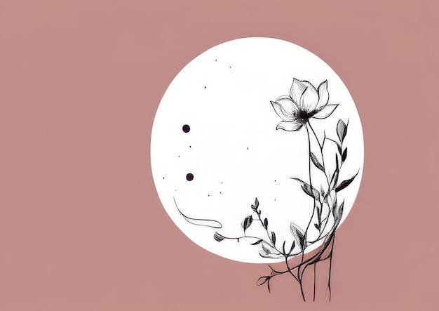 Photo moon and floral elements romantic elegant illustration