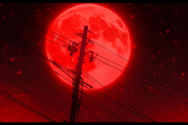 The Moon Is Red In The Background