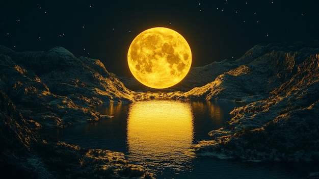 the moon is reflected in the water