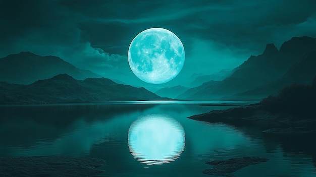 the moon is reflected in the water