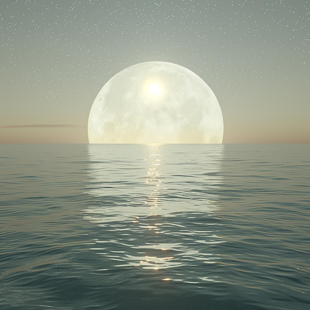 a moon is shining over the ocean and the moon is shining on the water