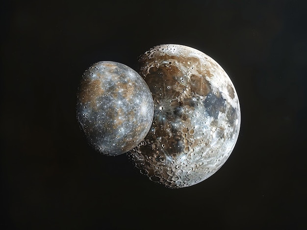 a moon landscape with a large crater with the moons surface appearing barren and rocky