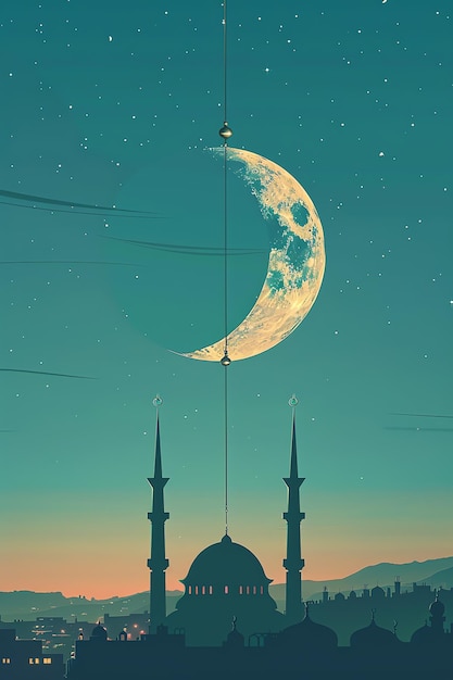 the moon and mosque islamic background