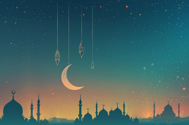 the moon and mosque islamic background