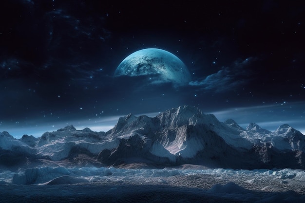 The moon over the mountains