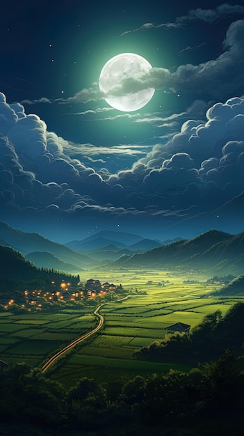 the moon over the mountains