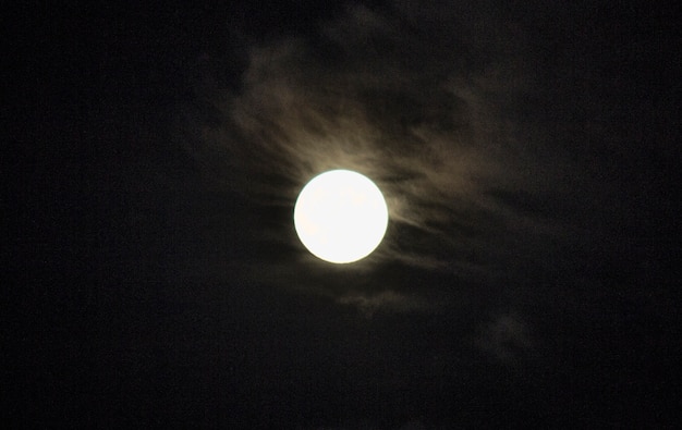 Photo the moon in the night sky. full moon, moonlight