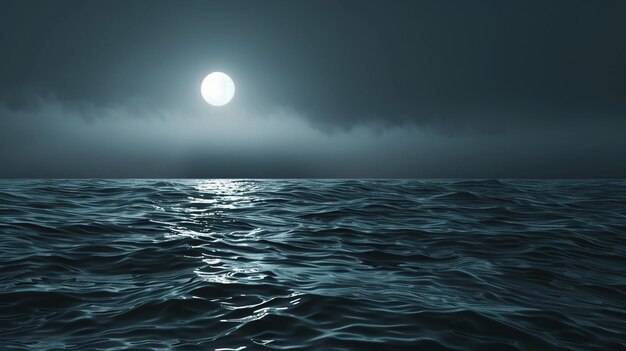 Photo moon over the ocean with the moon in the background