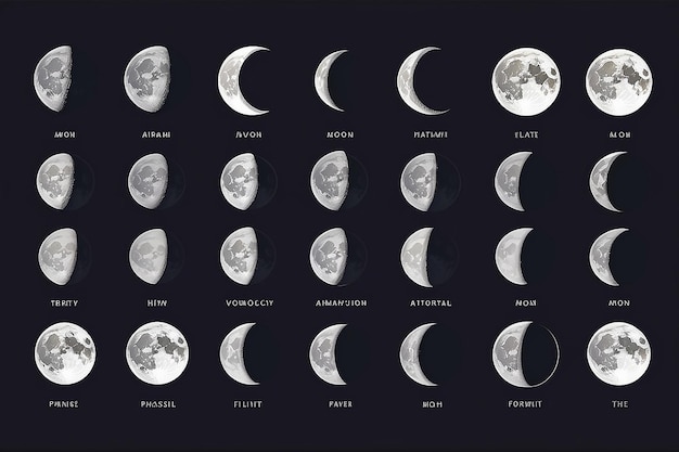 Photo moon phases astronomy icon set vector illustration on the white background