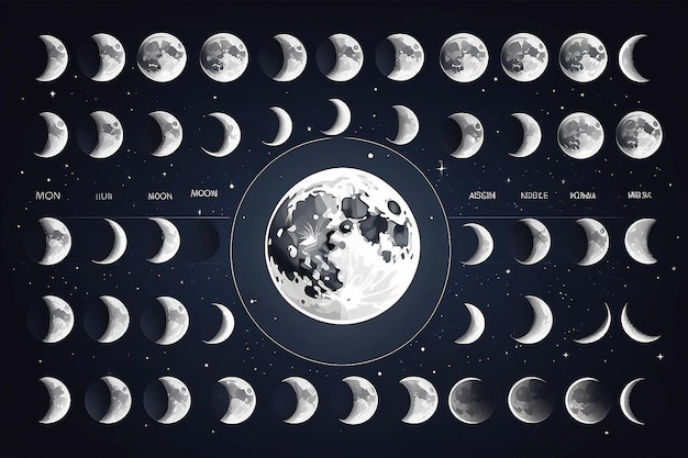 Photo moon phases astronomy icon set vector illustration on the white background