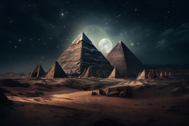 The moon and the pyramids of egypt