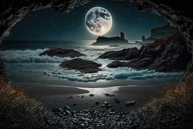 moon over the sea