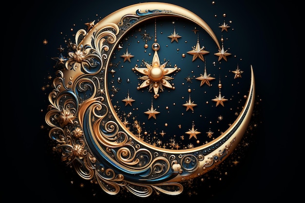 Moon and star Ramadan Kareem Islamic background