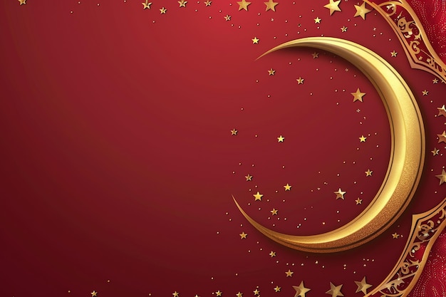 Moon and stars border illustration Arabic Eid Mubarak Background