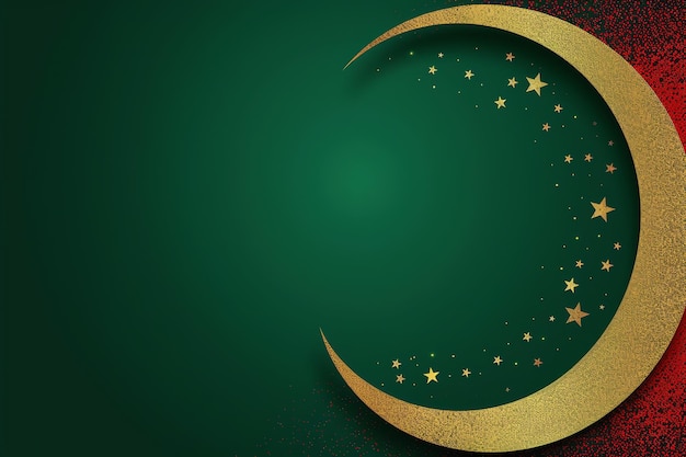 Moon and stars border illustration Arabic Eid Mubarak Background