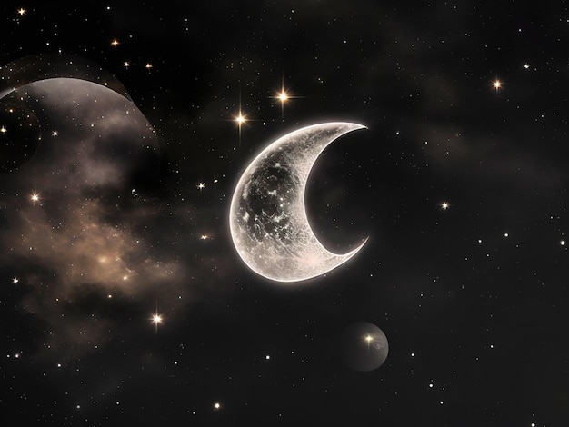 Moon and stars tattoo dark background art white background 4k image download