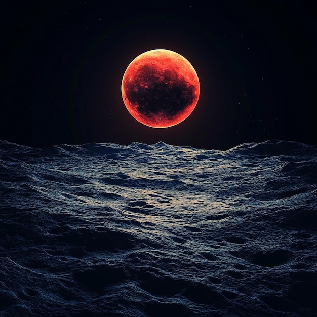 Photo moon surface during a lunar eclipse