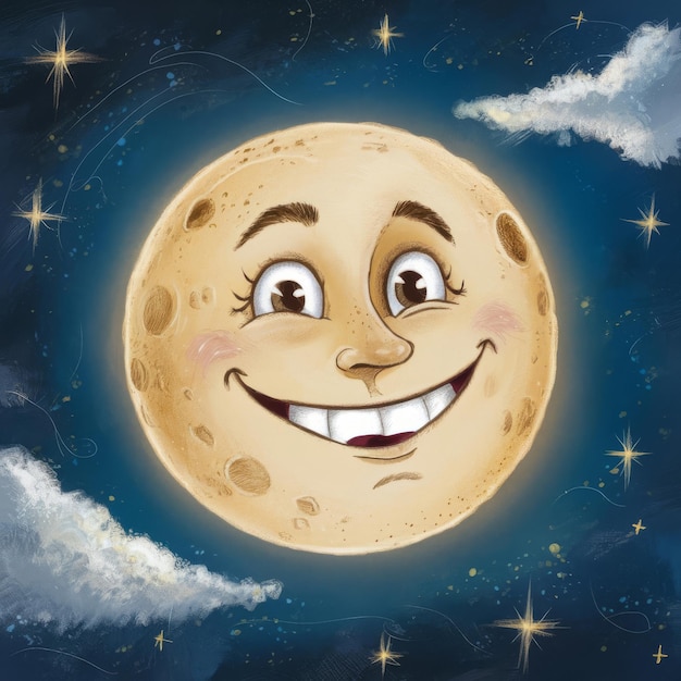 Photo moon with smiling face