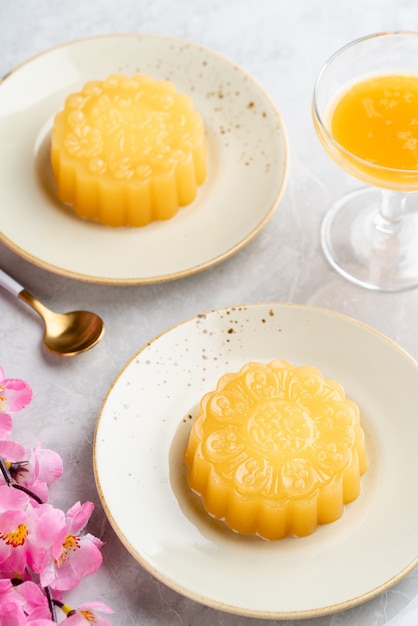 A mooncake pudding is a Chinese bakery product traditionally eaten during the MidAutumn Festival