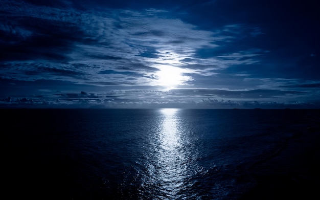 Moonlight in ocean landscape