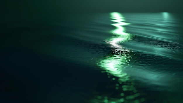 Photo moonlight reflecting on rippling water at night serene green background