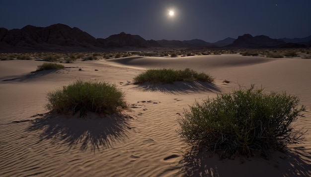 Photo moonlit desert dunes at night