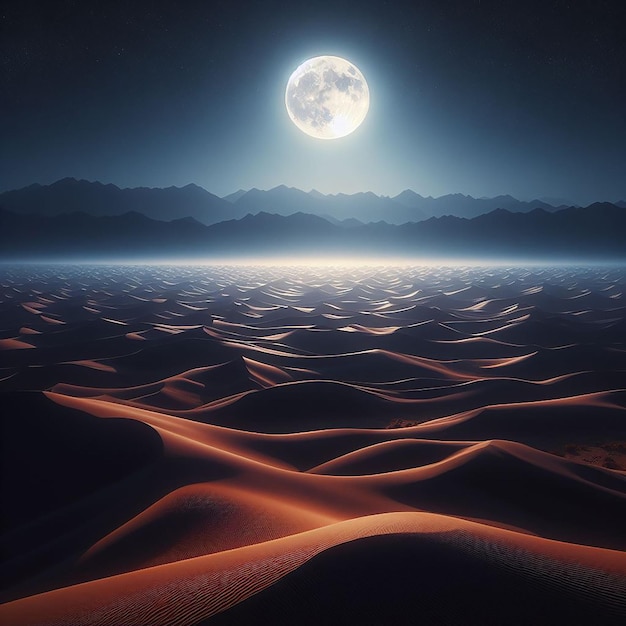 Photo moonlit desert dunes the rolling dunes of a desert under a full moon