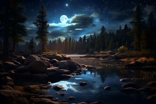 Moonlit masterpiece night landscape photo