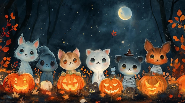 Moonlit Mischief Animal Halloween