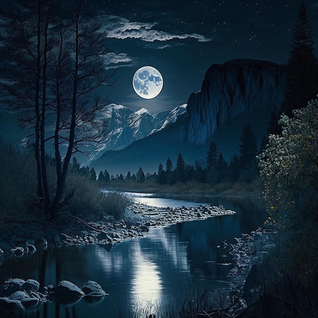 Moonlit night image background