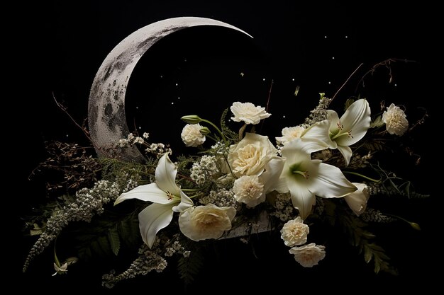 Photo moonlit petals bouquet