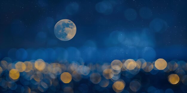 Photo moonlit sky with dreamy bokeh light effect