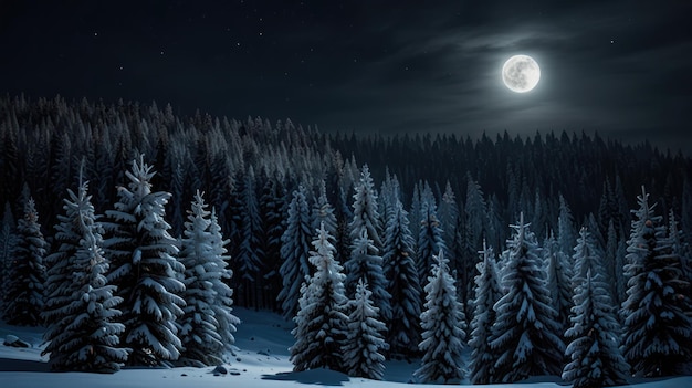 Moonlit Winter Forest