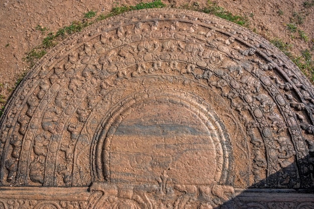 Moonstone or sandakada pahana in polonnaruwa sri lanka